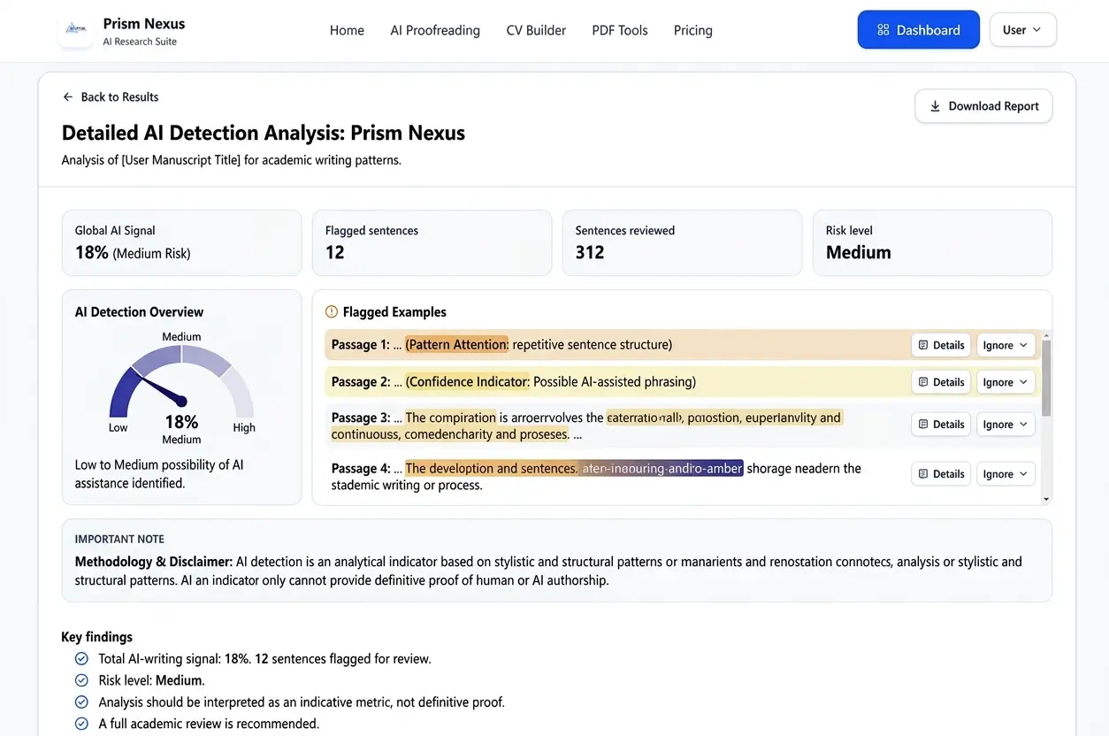 Prism Nexus AI Detection report preview